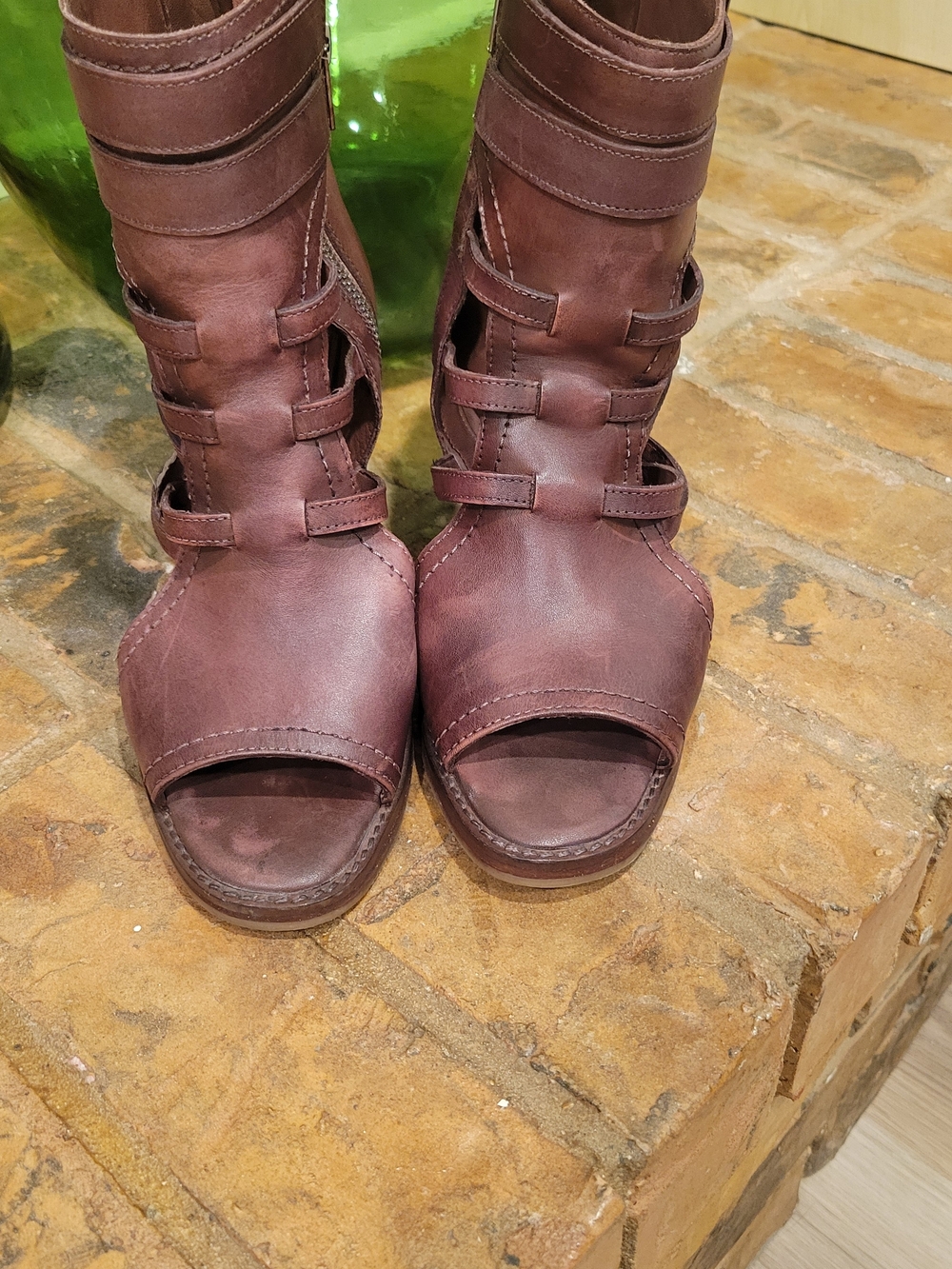 Women’s Open-Peep Strappy Ankle Booties - Brown